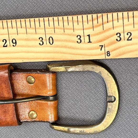 VTG Latitan Leather Belt 26 Brown Hand Tooled Stained Butterfly Bras Buckle Boho - Picture 14 of 14